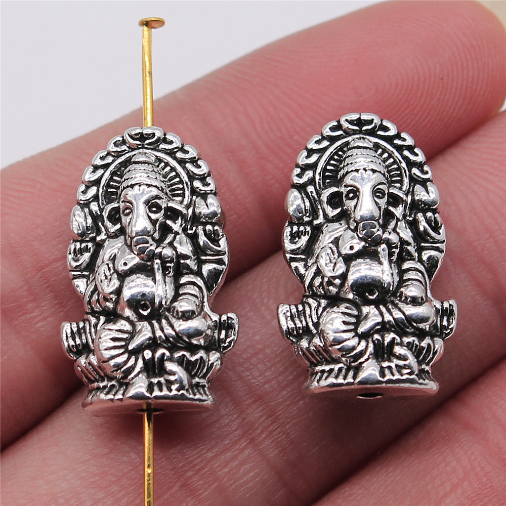 14x22mm 5.5g Zinc Alloy Ganesha Elephant Large Hole Double Sided Beads for DIY Bracelet Jewelry Making