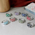 Mixed-Cut Floral Cluster Wide Ring In Eight Stone Colors view 3
