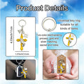 Yellow Cross Praying Hands Keychain With Angel And Square Charms view 2