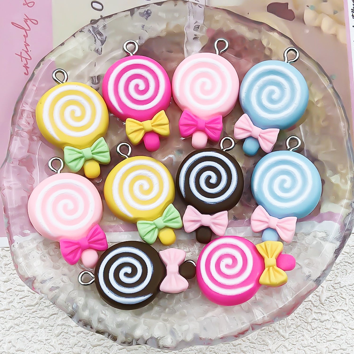 Resin Ice Cream charm pendant for DIY earring necklace keychain phone charm making