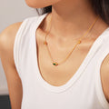 Gold Glass Stone Station Necklace And Herringbone Chain view 3