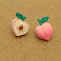 Realistic Peach Half Asymmetric Novelty Stud Earrings view 4