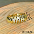 Gold Tone Twisted Rib Clear CZ Inlay Dome Band Ring view 4