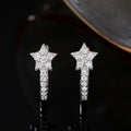 Silver Tone Crystal Star Huggie Hoop Earrings Pair view 3