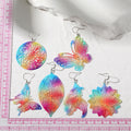 Silver Tone Rainbow Openwork Geometric Hook Earrings view 5