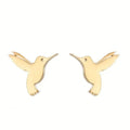 Mini Hummingbird Stud Earrings Flat Silhouette Metal Pair view 5