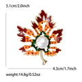 Pearl Center Maple Leaf Enamel Brooch in Blue or Orange view 7