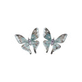 Crystal Butterfly Stud Earrings in Pink Purple and Green view 5