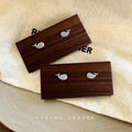 Silver Mini Whale Stud Earrings Crystal Pave Belly view 3