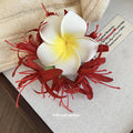 Plumeria Fabric Flower Duckbill Hair Clips Seven Colors view 4