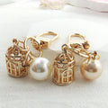 Gold Birdcage Pearl Bead Keychains Lobster Clasp 4 Colors view 3