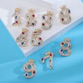 Crowned Rhinestone Number Brooch in Nine Numerals Decorative Lapel Pin view 1