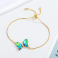 Gold Tone Faceted Crystal Butterfly Slider Bracelets in Five Colors view 5
