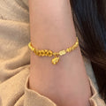 Gold Tone Coin Gourd Bracelet And Unrelated Rose Triple Chain Bracelet view 3