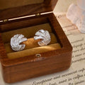 White Gold Multi Layer Swirl Baguette CZ Stud Earrings view 3