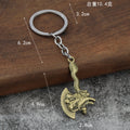 Dragon Head Axe Metal Keychain, Three Color Finishes view 2