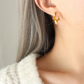 Gold Steel Geometric Star Triangle Huggie Hoop Earrings view 4