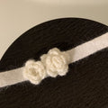 Crocheted Triple Flower Choker Necklaces in Red and Ivory view 4