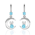 Silver Tone Crescent and Calf Drop Earrings in Three Stone Colors view 8