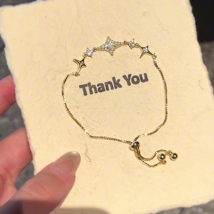 Pave Star Slider Adjustable Bracelet Gold Silver 2 Colors