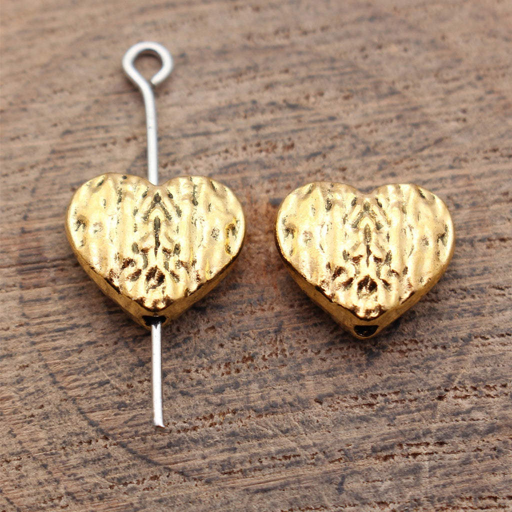 12x11mm 1.7g Multicolor Zinc Alloy Textured Heart Loose Metal Beads for Bracelet Necklace DIY Jewelry