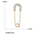 Crystal Head Safety Pin Brooch in Gold or Silver Tone view 5