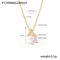 Triangle Rhinestone Pearl Pendant And Herringbone Necklace view 8
