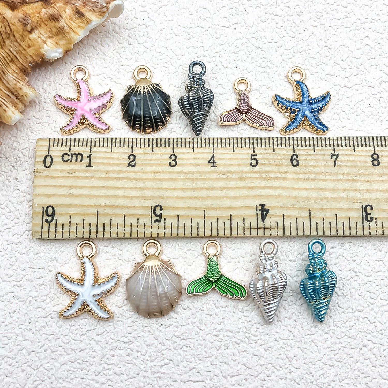 Enamel Zinc Alloy Starfish Shell Ocean Charm Pendant for DIY Hair Bracelet Necklace Jewelry