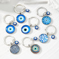 Blue Evil Eye Glass Cabochon Keychain 6 Pattern Styles view 1