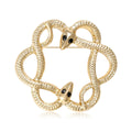 Textured Double Snake Wreath Brooch in Gold and Silver view 1