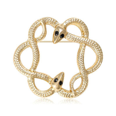 Textured Double Snake Wreath Brooch in Gold and Silver grouped product view