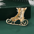 Rhinestone Ice Skate Brooch Enamel Gold Blade Boot Pin view 3