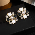 Black White Brown and Pearl Look Cluster Stud Earrings view 3