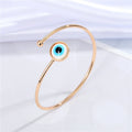 Blue and White Evil Eye Open Cuff Bracelets in Eight Finish Options view 6