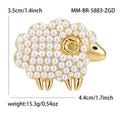 Pearl and Crystal Sheep Metal Brooch in Four Finishes view 8