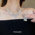 Three Gold Or Silver Crystal Leaf Teardrop Necklace And Earring Sets view 1