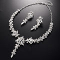 Black Silver Tone Green Crystal Floral Vine Crystal Two Designs Metal Necklace and Earring view 3