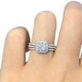 Silver Tone Cushion Halo Triple Band Clear Ring Sizes 6-10 view 5