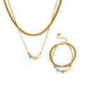 Double Layer Gold Heart Enamel Necklace and Bracelet view 5