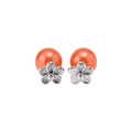 Silver Multilayer Colorful Flower Necklace Orange Ball Studs view 5