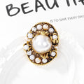 Gold Tone Flower Crystal Pearl Look Metal Brooch Pin 3.5 x 4.1 cm view 5