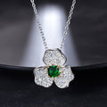 Two Tone Green Emerald Cut Flower Pendant Necklace Chain view 3