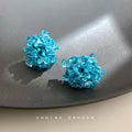 Aqua Glass Crystal Cluster Ball Stud Earrings For Women view 3