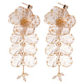 Clear Flower Cluster Drop Earrings With Crystal Accents view 5