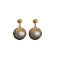 Gold Tone Round Stud Oversized Pearl Drop Earrings view 5