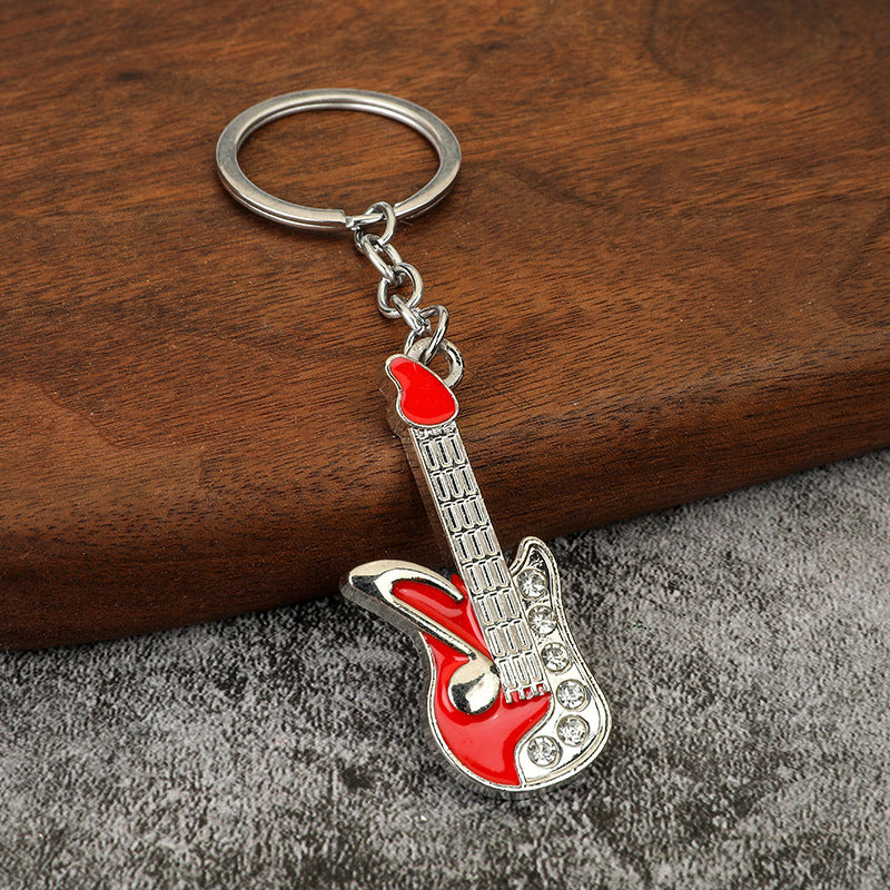 Musical Instrument Metal Keychain Guitar Violin Piano Microphone Charm