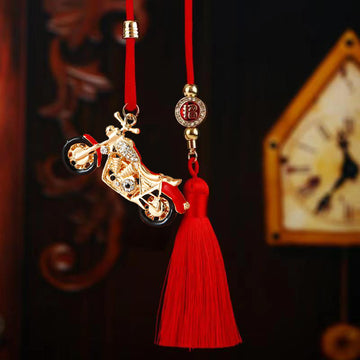 Jeweled Motorcycle Vehicle Hanging Ornaments in Two Colors and Cord Only Option