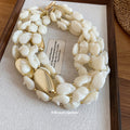 Layered White Shell Chip Statement Necklace with Gold Tone Accent view 4