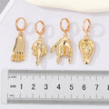 Gold Tone Body Part Motif Huggie Drop Earrings in Four Designs view 2