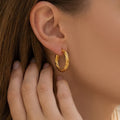 Gold Steel Twisted Hoop Earrings Three Sizes 316L Steel view 3